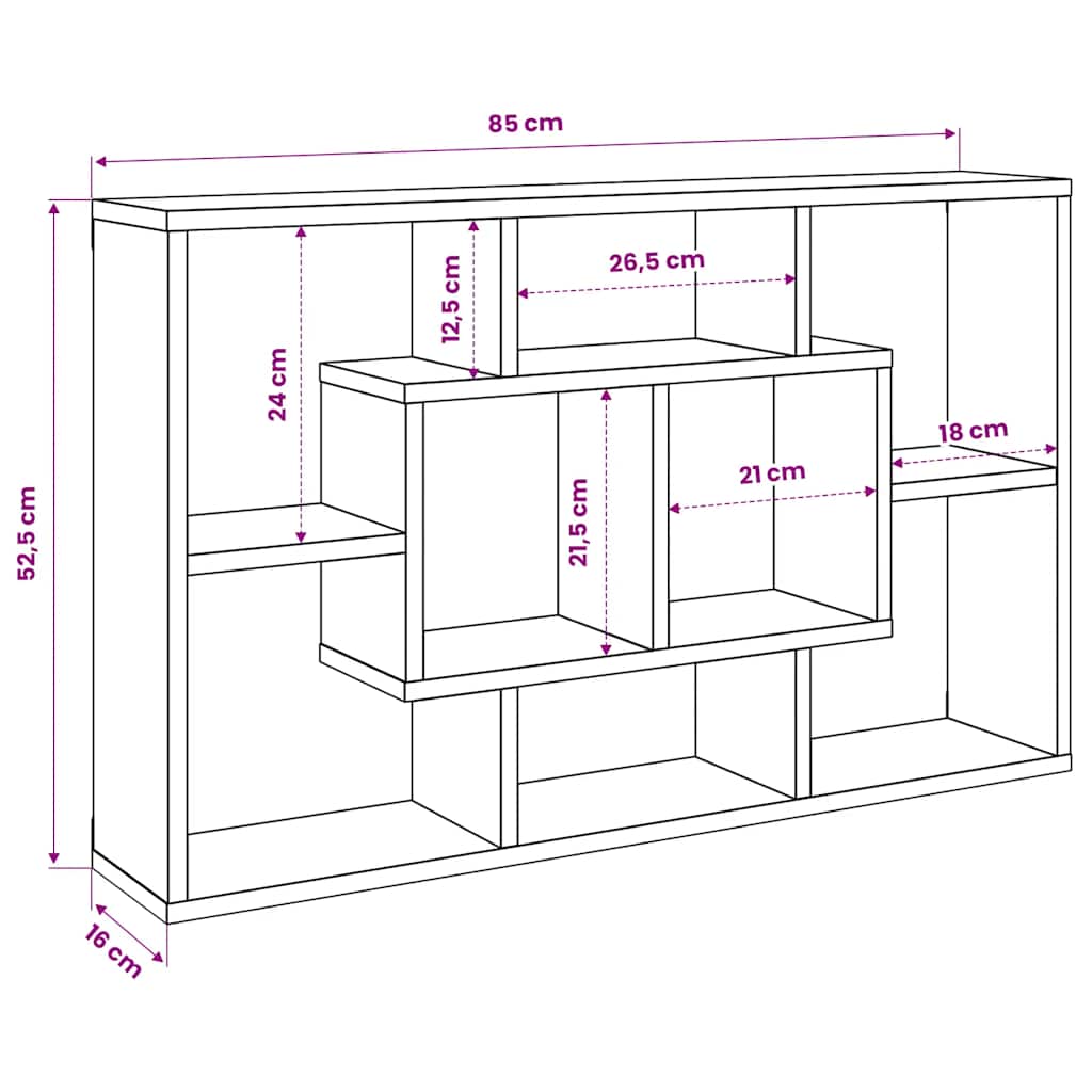Wall Shelf Black 85x16x52.5 cm Engineered Wood