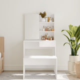 Dressing Table with Mirror White 74.5x40x141 cm - Side View