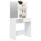 Dressing Table with Mirror White 74.5x40x141 cm - Top-Down View