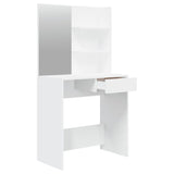 Dressing Table with Mirror White 74.5x40x141 cm - Close-Up Angle