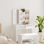 Dressing Table with Mirror White 74.5x40x141 cm
