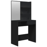 Dressing Table with Mirror Black 74.5x40x141 cm - Front View