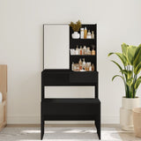 Dressing Table with Mirror Black 74.5x40x141 cm - Side View