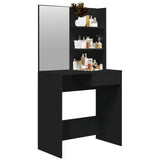 Dressing Table with Mirror Black 74.5x40x141 cm - Top-Down View
