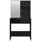 Dressing Table with Mirror Black 74.5x40x141 cm - Rear View