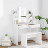 Dressing Table with Mirror White 96x40x142 cm - Side View