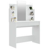 Dressing Table with Mirror White 96x40x142 cm - Top-Down View