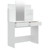 Dressing Table with Mirror White 96x40x142 cm - Close-Up Angle