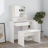 Dressing Table with Mirror White 86.5x35x136 cm - Side View