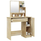Dressing Table with Mirror Sonoma Oak 86.5x35x136 cm - 45-Degree Angle