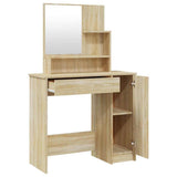 Dressing Table with Mirror Sonoma Oak 86.5x35x136 cm - Close-Up Angle