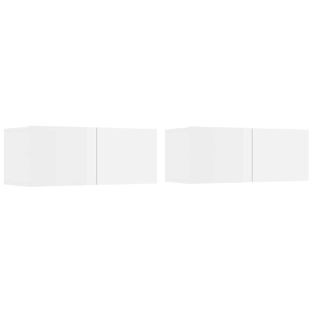 TV Cabinets 2 pcs High Gloss White 80x30x30 cm Engineered Wood