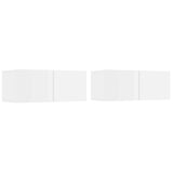 TV Cabinets 2 pcs High Gloss White 80x30x30 cm Engineered Wood