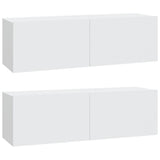 Wall TV Cabinets 2 pcs White 100x30x30 cm Engineered Wood - Front View