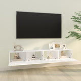 Wall TV Cabinets 2 pcs White 100x30x30 cm Engineered Wood - Side View