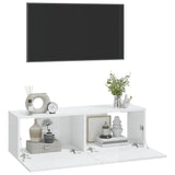 Wall TV Cabinets 2 pcs High Gloss White 100x30x30 cm Engineered Wood - Top-Down View