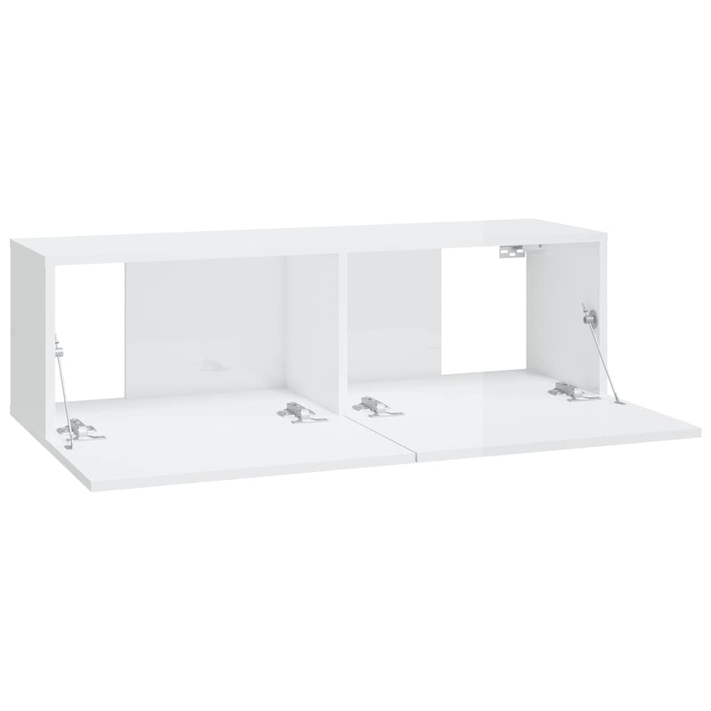 Wall TV Cabinets 2 pcs High Gloss White 100x30x30 cm Engineered Wood