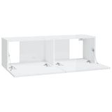 Wall TV Cabinets 2 pcs High Gloss White 100x30x30 cm Engineered Wood - Rear View