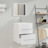 Bathroom Cabinet with Mirror High Gloss White 41x38.5x48 cm - Side View