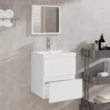 Bathroom Cabinet with Mirror White Engineered Wood - Side View