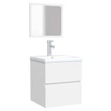 Bathroom Cabinet with Mirror White Engineered Wood - Top-Down View
