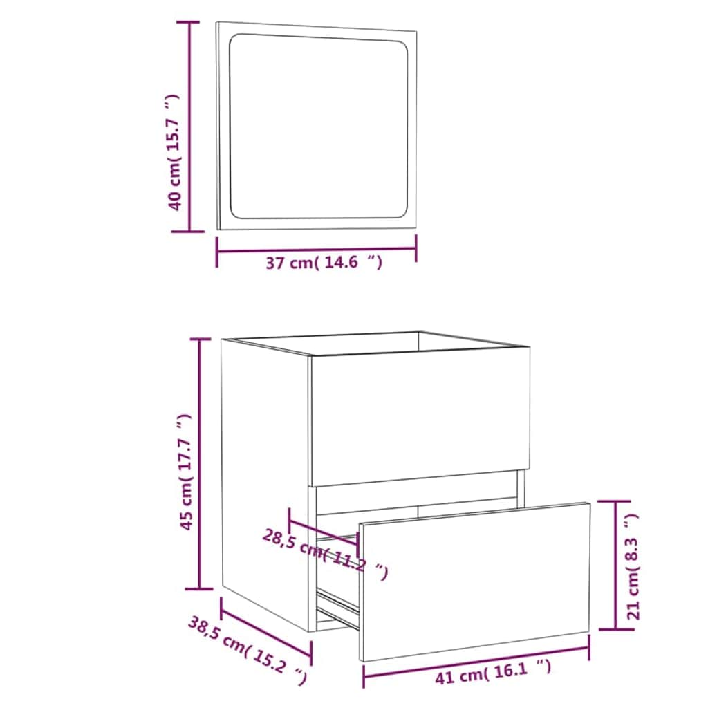 Bathroom Cabinet Black 41 x 38,5 x 45 cm Engineered Wood