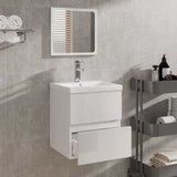Bathroom Cabinet with Mirror High Gloss White Engineered Wood - Side View