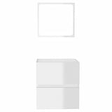 Bathroom Cabinet with Mirror High Gloss White Engineered Wood - Rear View