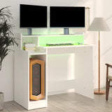 Desk with LED Lights White 97x45x90 cm Engineered Wood - Top-Down View