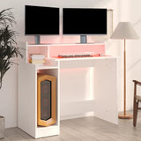 Desk with LED Lights White 97x45x90 cm Engineered Wood - 45-Degree Angle