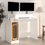Desk with LED Lights White 97x45x90 cm Engineered Wood - Rear View
