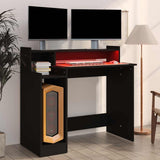 Desk with LED Lights Black 97x45x90 cm Engineered Wood - 45-Degree Angle