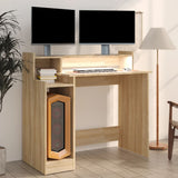 Desk with LED Lights Sonoma Oak 97x45x90 cm Engineered Wood - Rear View