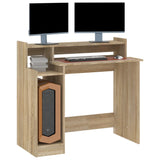 Desk with LED Lights Sonoma Oak 97x45x90 cm Engineered Wood - Close-Up Angle