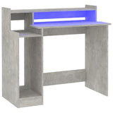 Desk with LED Lights Concrete Grey 97x45x90 cm Engineered Wood
