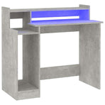 Desk with LED Lights Concrete Grey 97x45x90 cm Engineered Wood