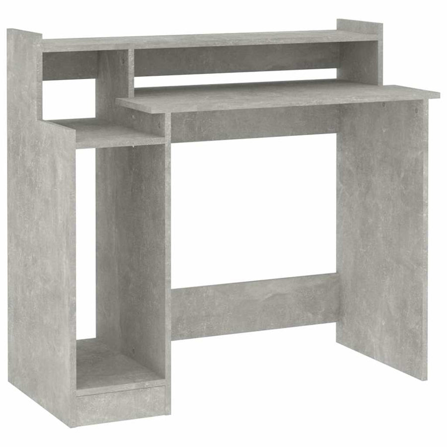 Desk with LED Lights Concrete Grey 97x45x90 cm Engineered Wood