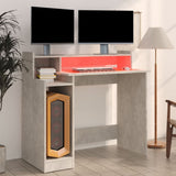 Desk with LED Lights Concrete Grey 97x45x90 cm Engineered Wood