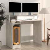 Desk with LED Lights Concrete Grey 97x45x90 cm Engineered Wood - Rear View