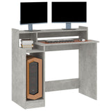 Desk with LED Lights Concrete Grey 97x45x90 cm Engineered Wood - Close-Up Angle