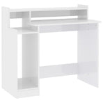 Desk with LED Lights High Gloss White 97x45x90 cm