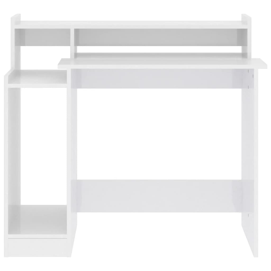 Desk with LED Lights High Gloss White 97x45x90 cm Engineered Wood