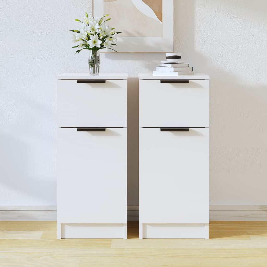Sideboards 2 pcs High Gloss White 30x30x70 cm Engineered Wood
