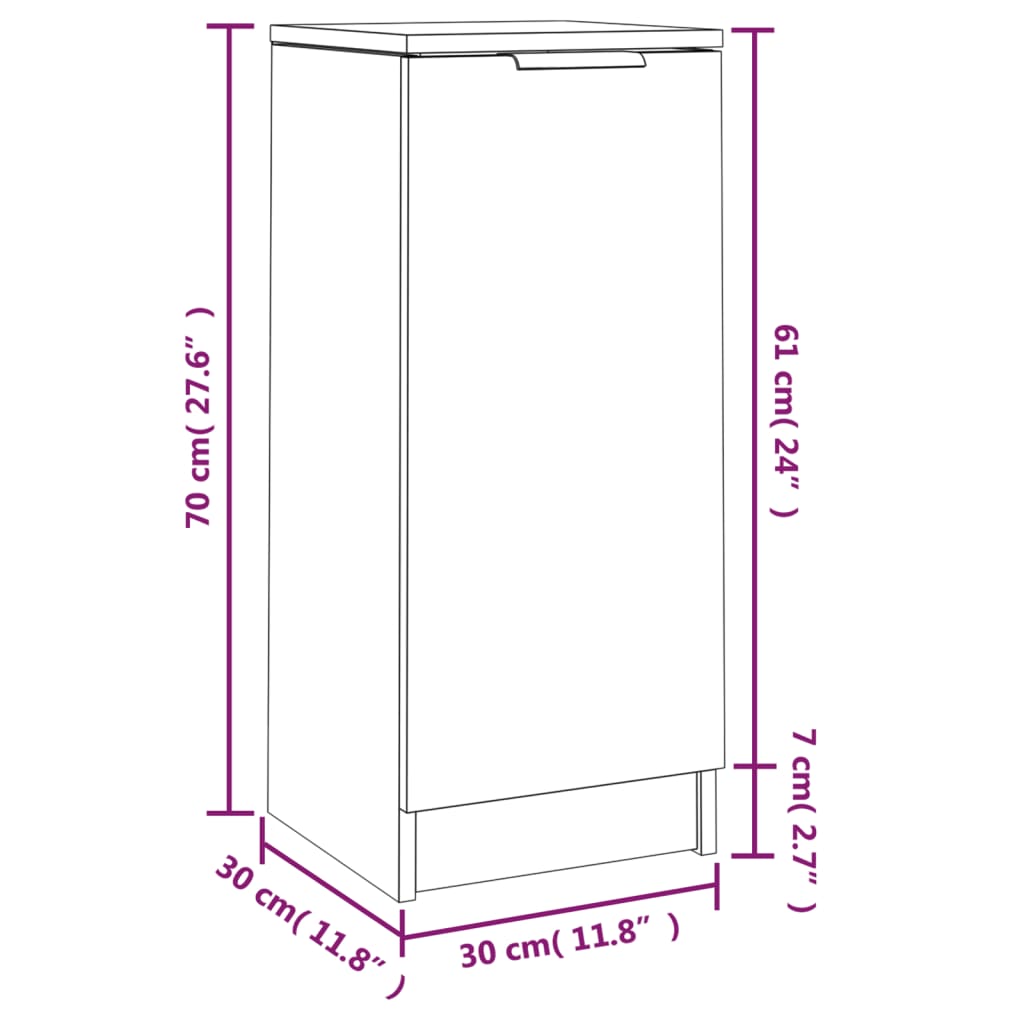 Sideboards 2 pcs White 30x30x70 cm Engineered Wood