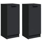 Sideboards 2 pcs Black 30x30x70 cm Engineered Wood - Front View