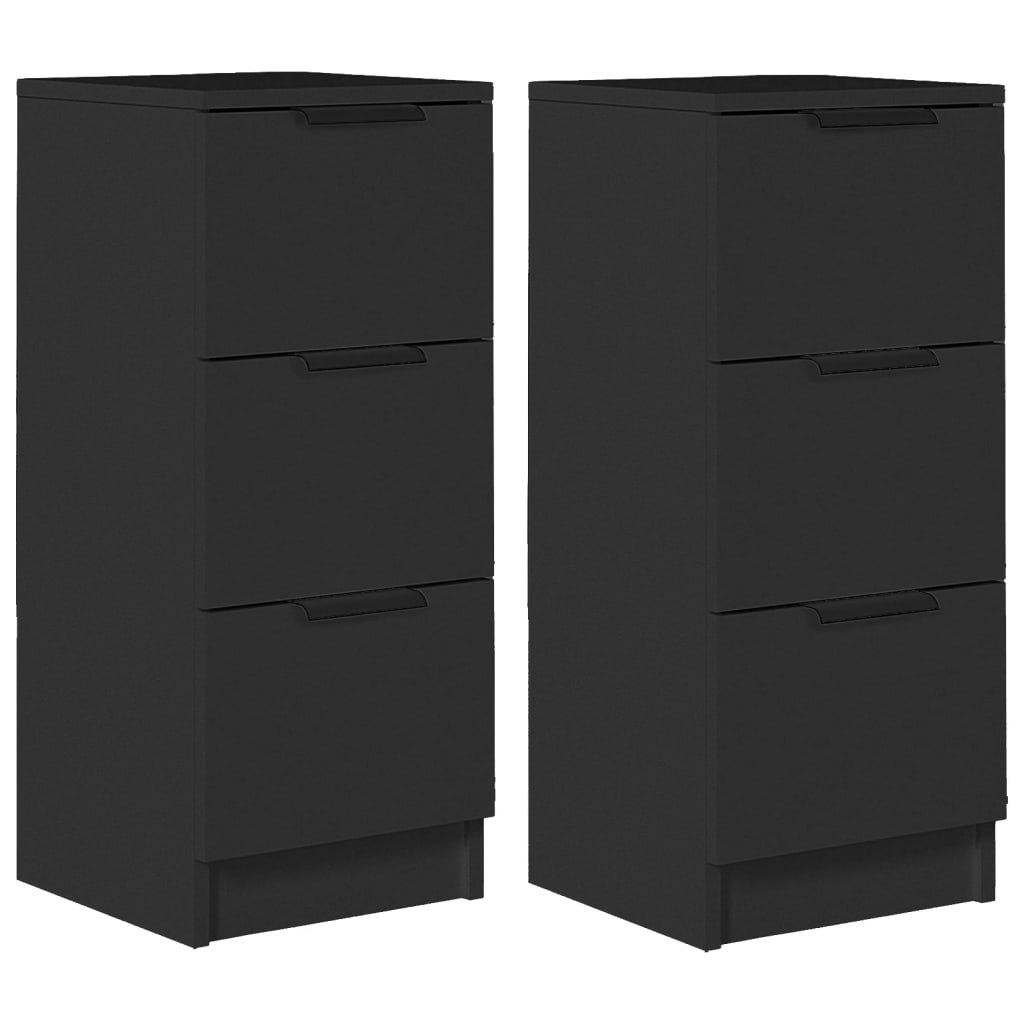 Sideboards 2 pcs Black 30x30x70 cm Engineered Wood