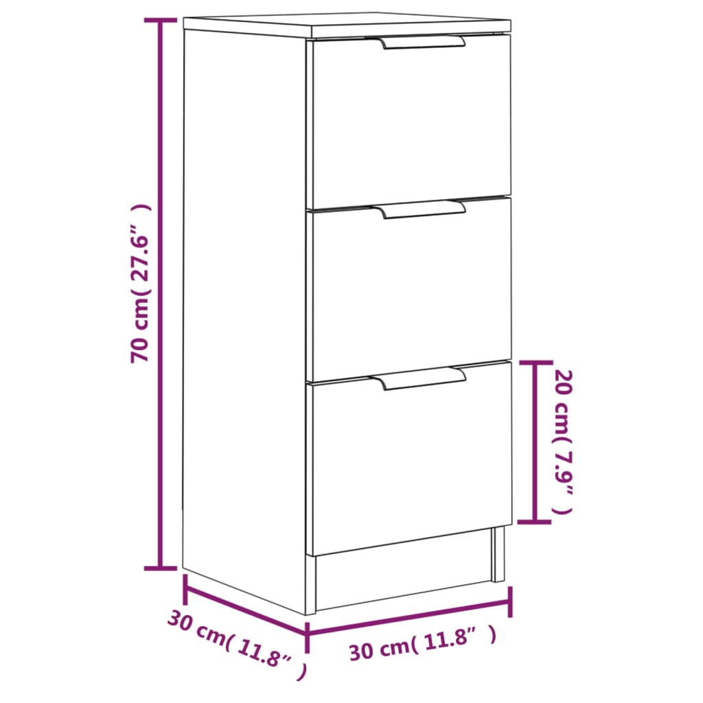 Sideboards 2 pcs Black 30x30x70 cm Engineered Wood