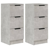 Sideboards 2 pcs Concrete Grey 30x30x70 cm Engineered Wood - Front View