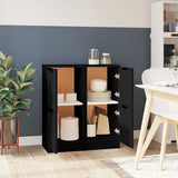 Sideboards 2 pcs Black 30x30x70 cm Engineered Wood - Side View