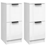 Sideboards 2 pcs High Gloss White 30x30x70 cm Engineered Wood - Front View